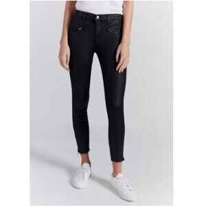 CURRENT ELLIOT The Soho Zip Stiletto Black Coated Skinny Jeans Moto Size 25
